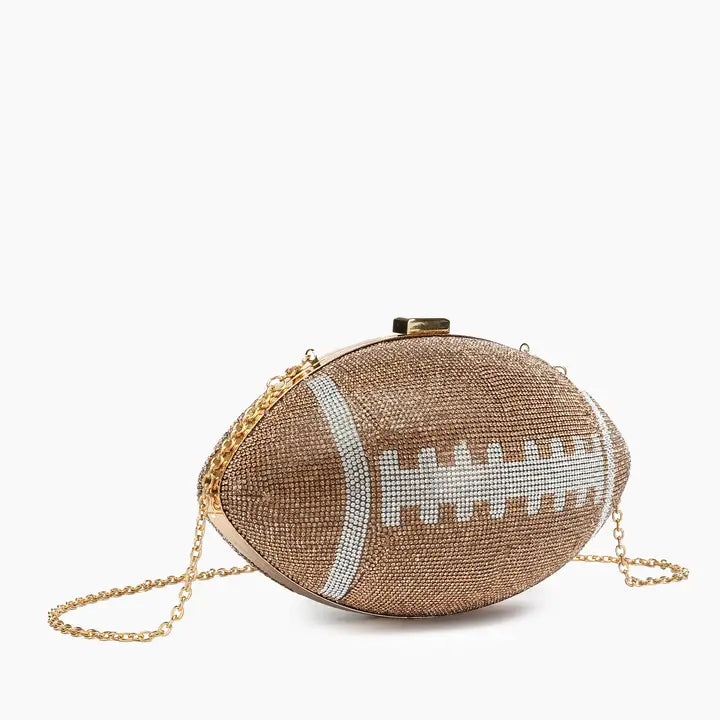 Like Dreams Touch Down Rhinestone Football Evening Crossbody Bag Champagne