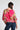 Hot Pink Marble Silk Top With Banded Bottom Tina