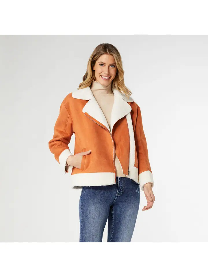 Sherpa Orange Moto Jacket Large XLarge