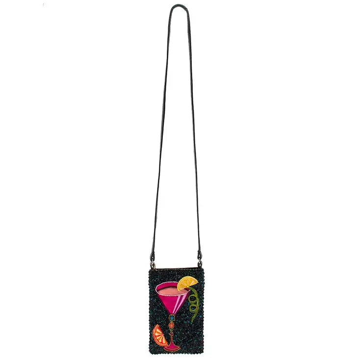 Take A Sip Beaded Cross Body Phone Bag