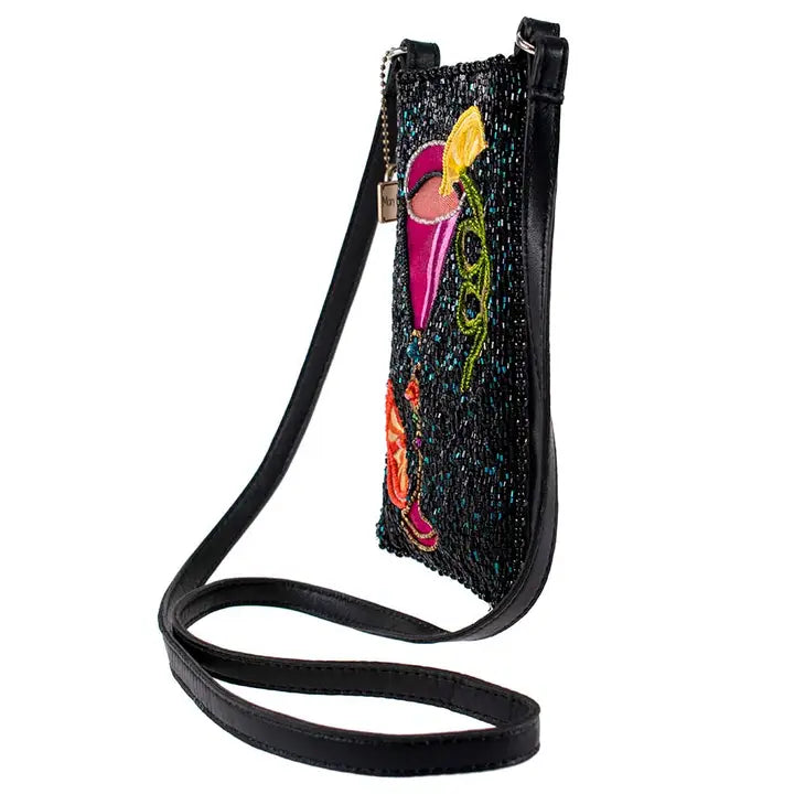 Take A Sip Beaded Cross Body Phone Bag