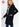 Black Faux Suede 3/4 Jacket In Plus Sizes