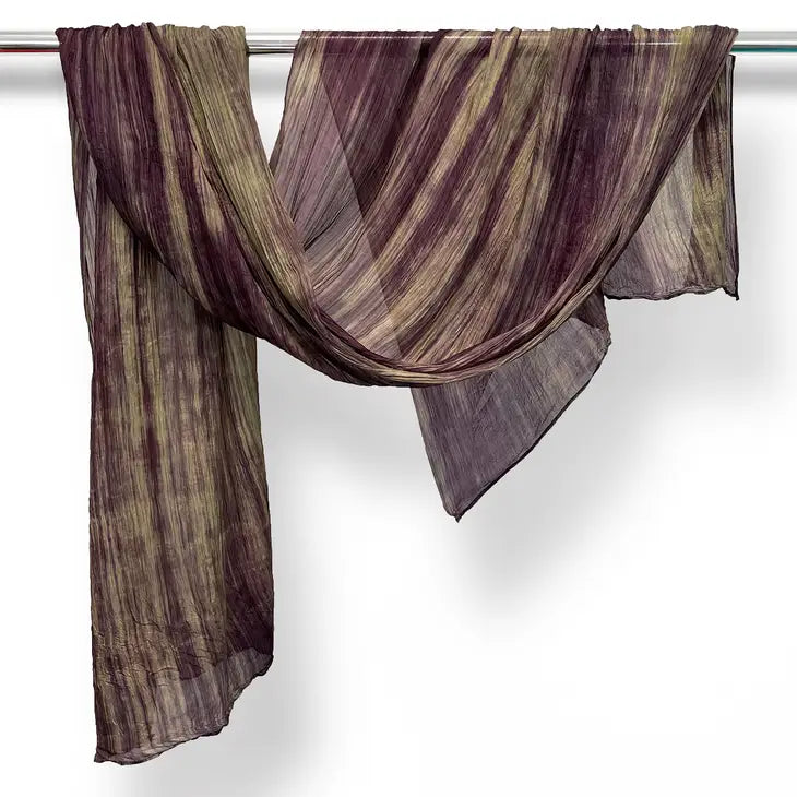 Watercolors Silk Scarf (Deep Olive and WIne)