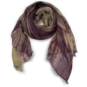 Watercolors Silk Scarf (Deep Olive and WIne)