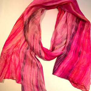 Watercolors Silk Scarf (Bright Pink)