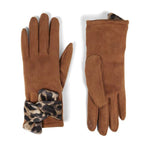Load image into Gallery viewer, Touchscreen Capability Gloves with Leopard Trim
