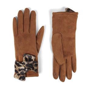 Touchscreen Capability Gloves with Leopard Trim
