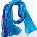 Load image into Gallery viewer, Watercolors Silk Scarf (Blue Sky)
